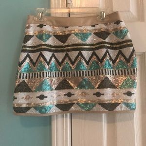 multicolored tribal pattern mink skirt